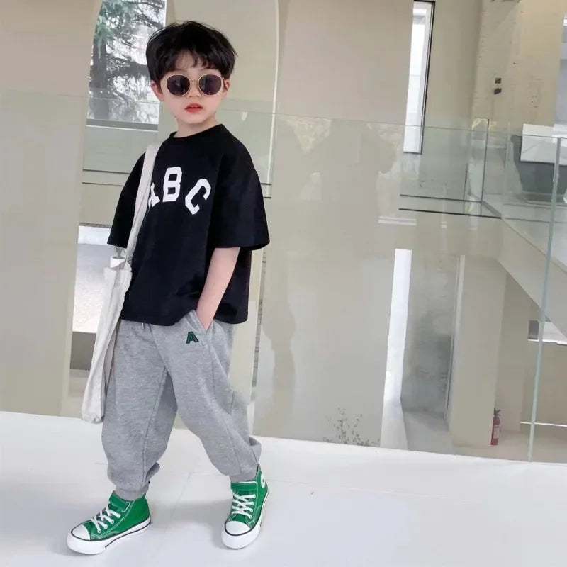 New Half Sleeve Crew Neck Fashion Children T Shirts Boys Clothing Printing English Kids Clothes Summer Cute Baby Tops