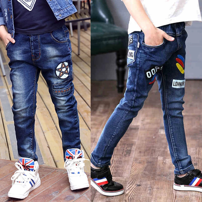 2024 New Teenage Boys Jeans 3-10 Years Spring Autumn Fashion Slim Thick Sport Trousers For Kids Children Handsome Casual Pants