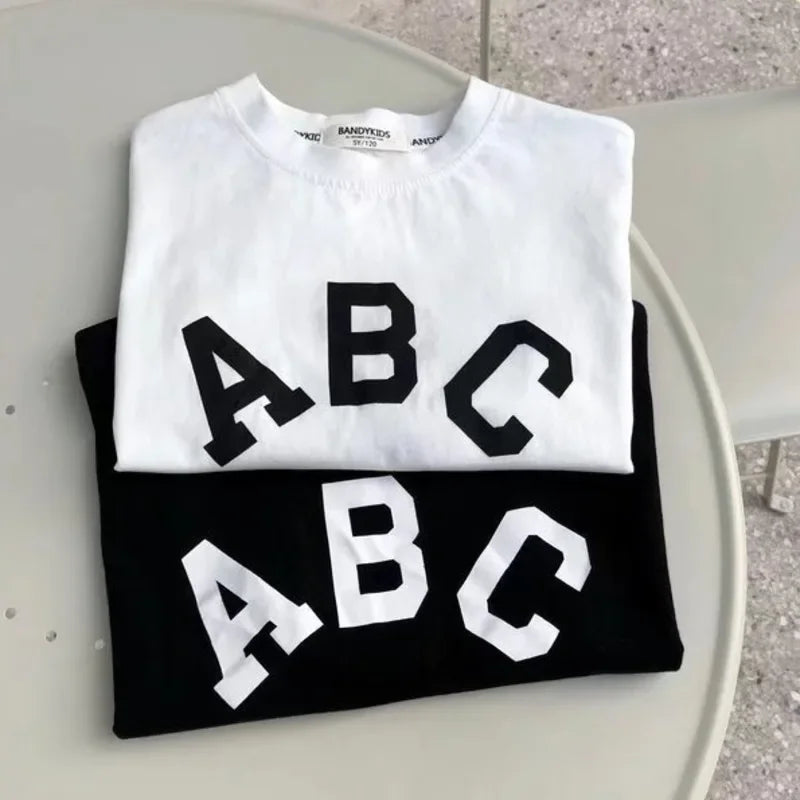 New Half Sleeve Crew Neck Fashion Children T Shirts Boys Clothing Printing English Kids Clothes Summer Cute Baby Tops