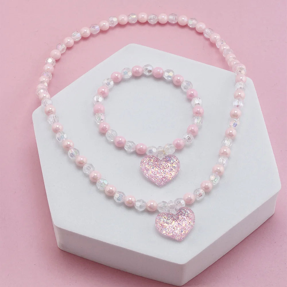 DIY Children Sweet Necklace Bracelet Set Candy Colorful Beaded Girls Necklace Jewelry Wholesale