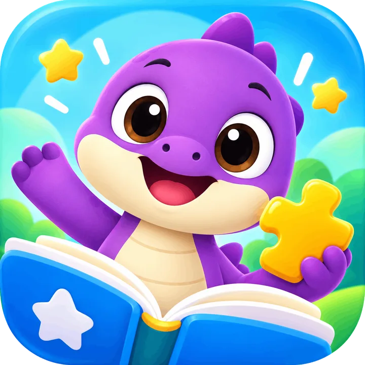 The Gamikids dino waving from an open book