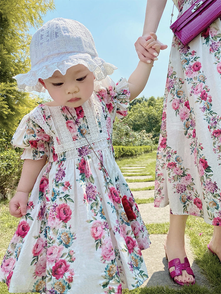 Cotton British Parent-child Dress Mother And Daughter