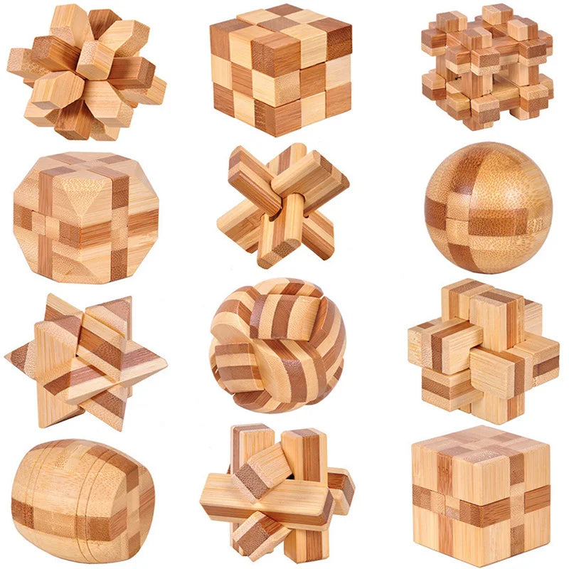 Wooden Kong Ming Lock Lu Ban Lock IQ Brain Teaser Educational Toy for Kids Children Montessori 3D Puzzles Game Unlock Toys