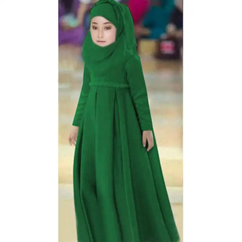 3pc Muslim Kids Girls Hijab Dress Prayer Garment Scarf Abaya Dubai Turkey Kaftan Arab Robe Niqab Burqa Khimar Caftan