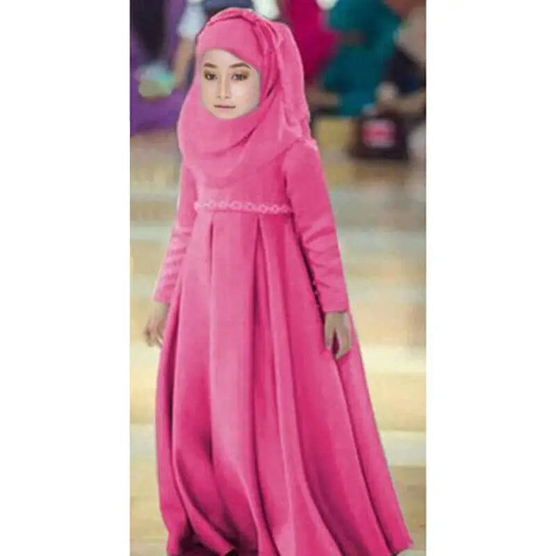 3pc Muslim Kids Girls Hijab Dress Prayer Garment Scarf Abaya Dubai Turkey Kaftan Arab Robe Niqab Burqa Khimar Caftan