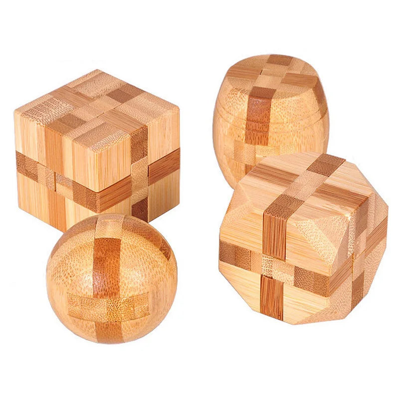 Wooden Kong Ming Lock Lu Ban Lock IQ Brain Teaser Educational Toy for Kids Children Montessori 3D Puzzles Game Unlock Toys