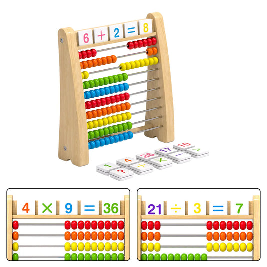 Add Subtract Abacus Ten Frame Set Math Counters for Kids Smooth Edges Educational Counting Frames Toy for Children