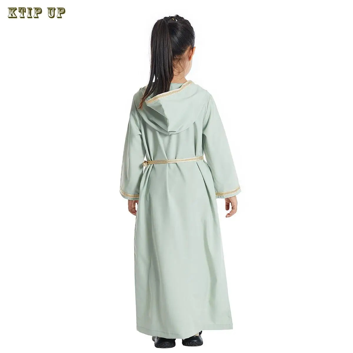 Fashion Casual Girls Kids Muslim Long Dress Islamic Clothing Dubai Abayas Children Eid Ramadan Robe Arab Jilbab Gown