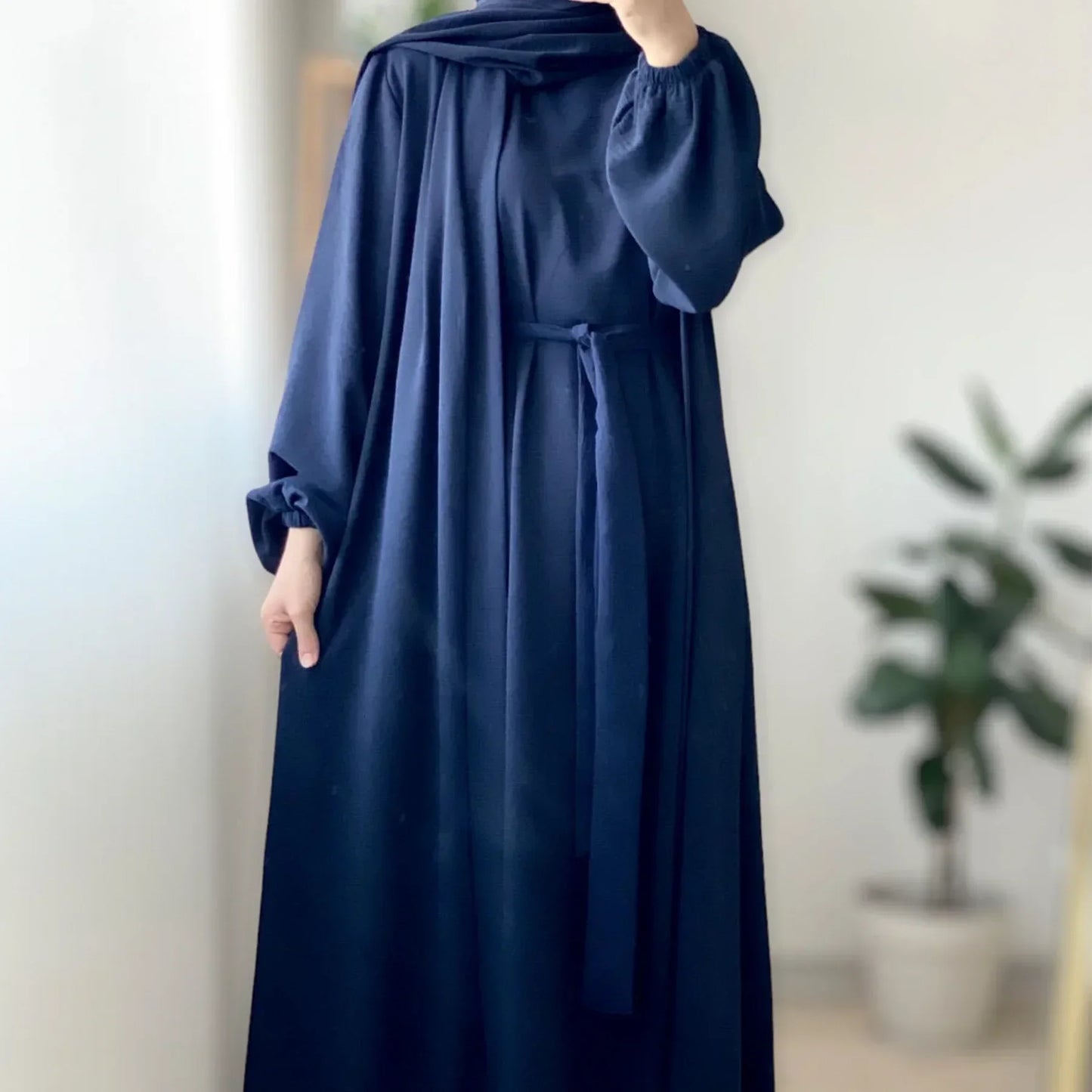 Ramadan 2 Piece Abaya Set Kimono with Matching Inner Dress Muslim Abayas for Women Dubai Turkey Modest Islam Hijab Outfit Kaftan