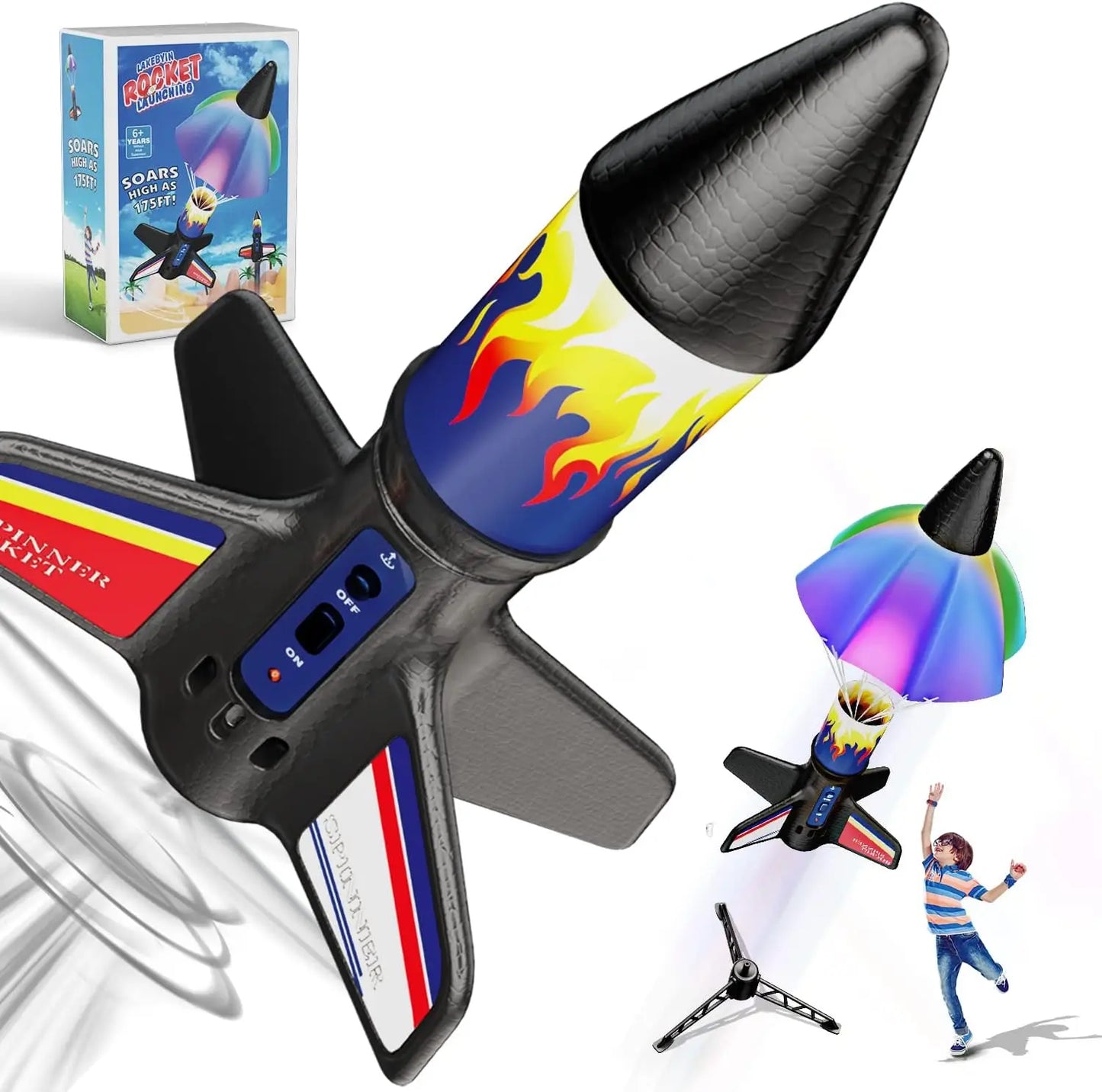 Electric Rocket Launcher Toys New Space Exploration Skyrocket With Parachute Kid Outdoor