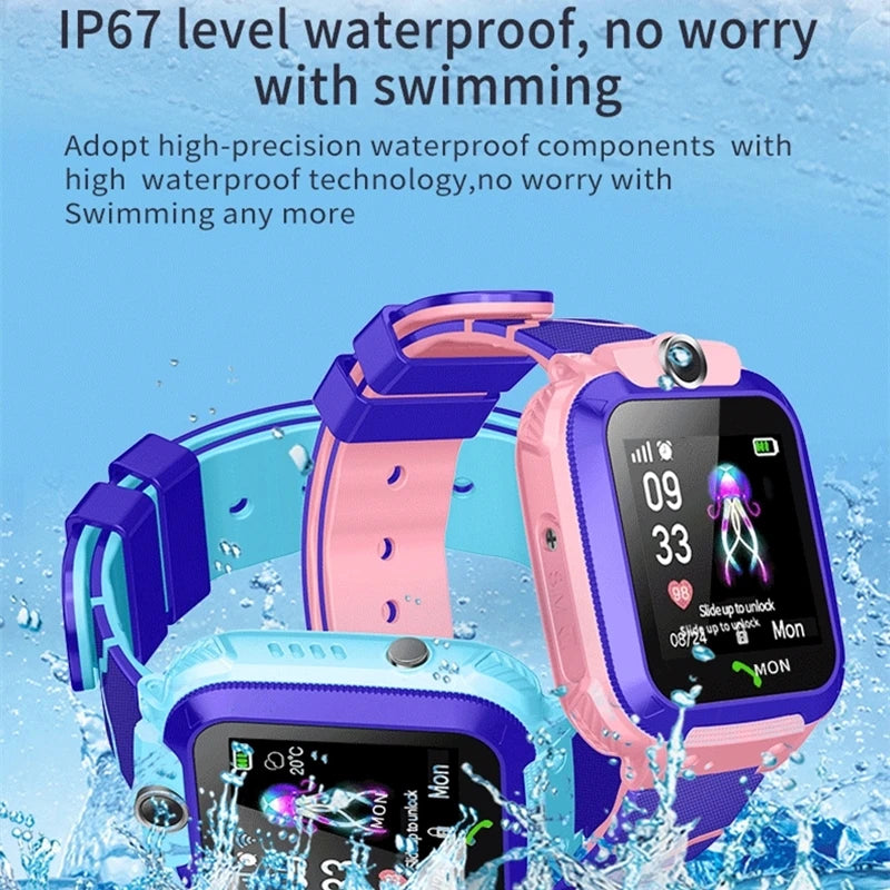 Hotselling Q12 Kids Smart Watch IP67 Waterproof SOS Camera Phone Voice Call LBS Location Child Clock 2G Network Smartwatch Gift