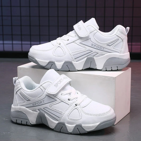 Kid's Spring Winter Leather Sneakers Soft Girl's Students Sports Walking White Casual Shoes Antiskid Waterproof for Childrens