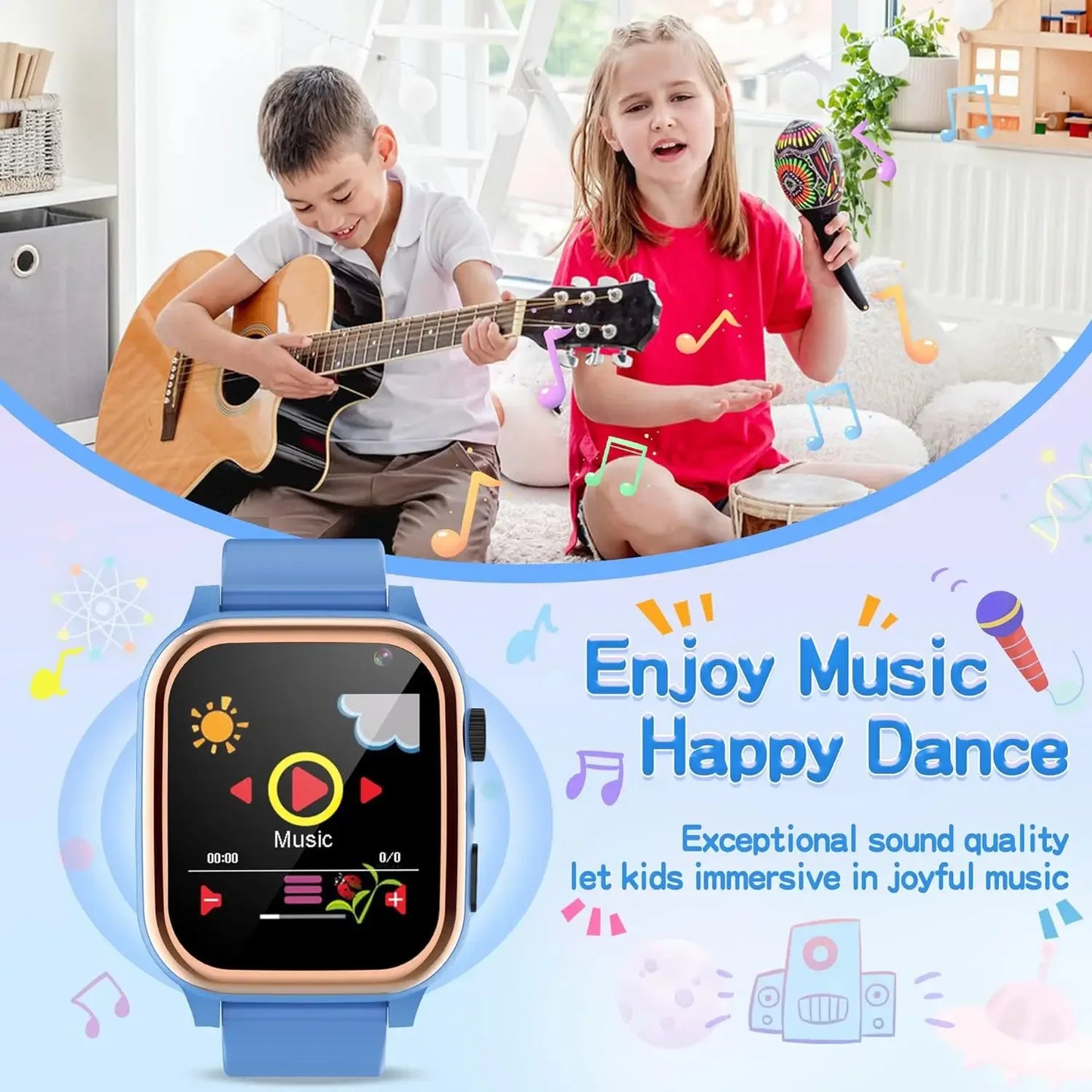 Smart Watch Kids 2024 16 Puzzle Games Magic Camera Take Videos Flashlight Alarm Clock Pedometer Gifts For Children 4 to 12