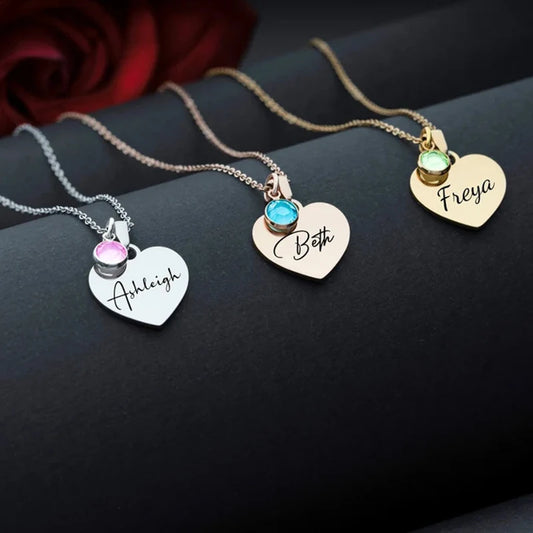 Stainless Steel Personalized Name Necklace Custom Heart Pendant