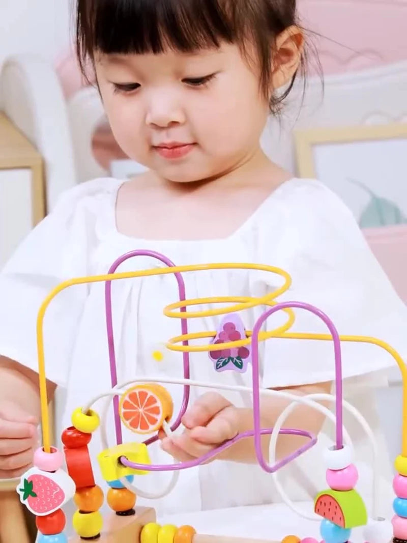 Montessori Baby Toys Wooden Roller Coaster Bead Maze Toddler Early Learning Educational Puzzle Math Toy for Children 1 2 3 Years