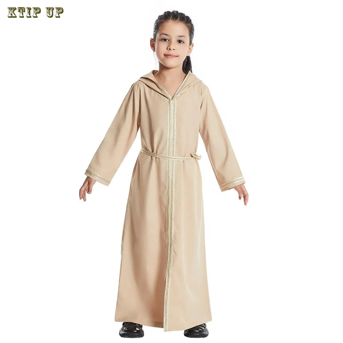 Fashion Casual Girls Kids Muslim Long Dress Islamic Clothing Dubai Abayas Children Eid Ramadan Robe Arab Jilbab Gown