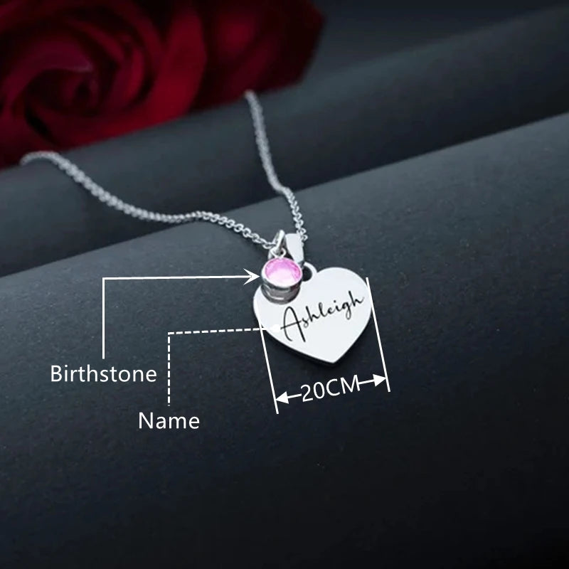 Stainless Steel Personalized Name Necklace Custom Heart Pendant