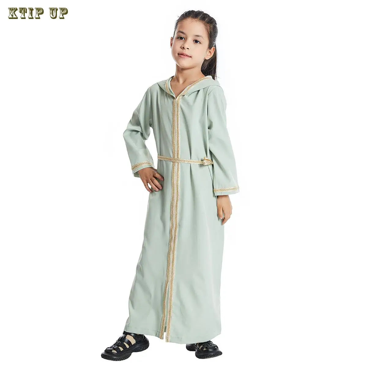 Fashion Casual Girls Kids Muslim Long Dress Islamic Clothing Dubai Abayas Children Eid Ramadan Robe Arab Jilbab Gown