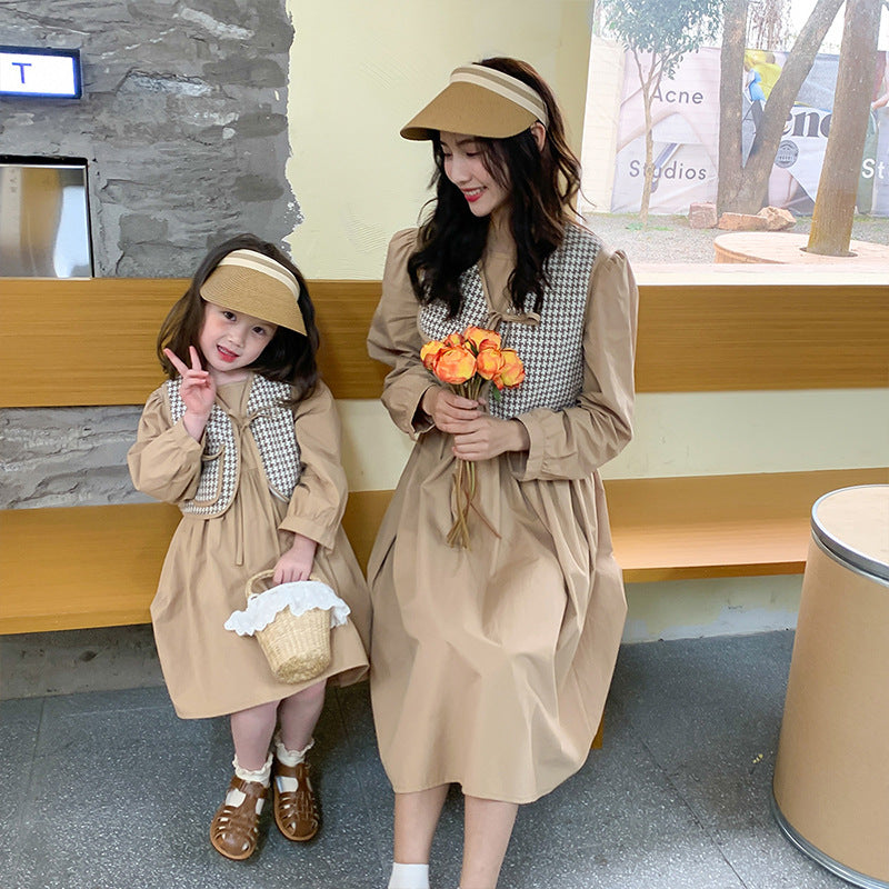 Mother And Daughter Vest Long Sleeve Dress Children's