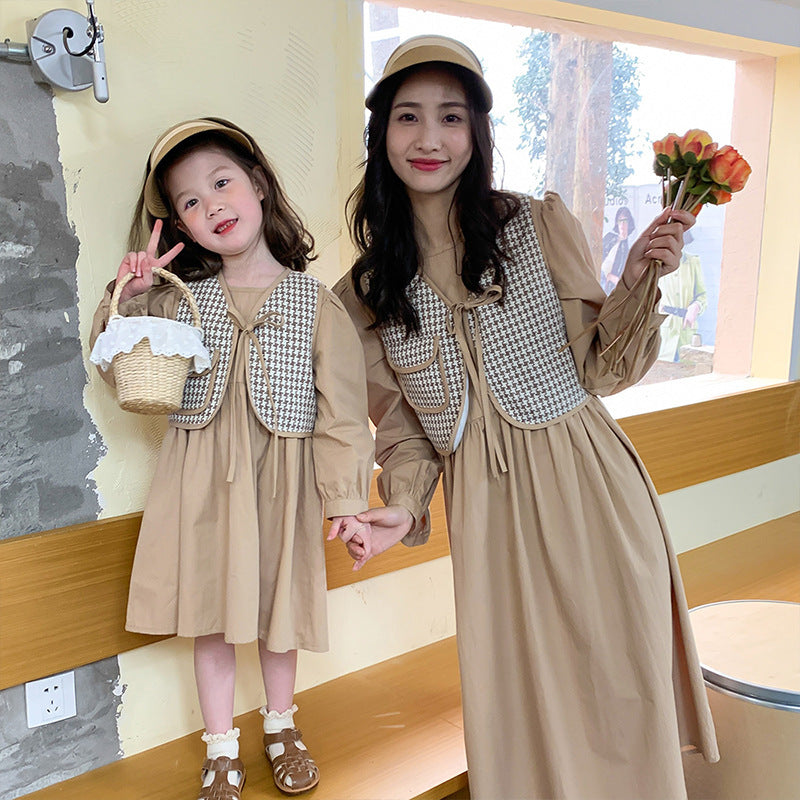 Mother And Daughter Vest Long Sleeve Dress Children's