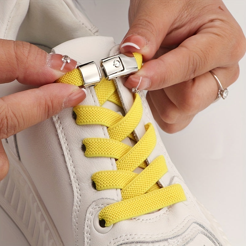 Tieless Elastic Shoe Laces, No Tie Shoelaces For Kids Adults Effortless Style Safety Durable No-Tie Shoelaces With Buckles For Sneakers - Ideal For Sports, Casual Wear