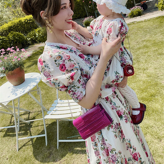 Cotton British Parent-child Dress Mother And Daughter