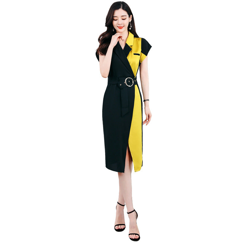 Spliced Dress Fashionable Slit Mom Dress